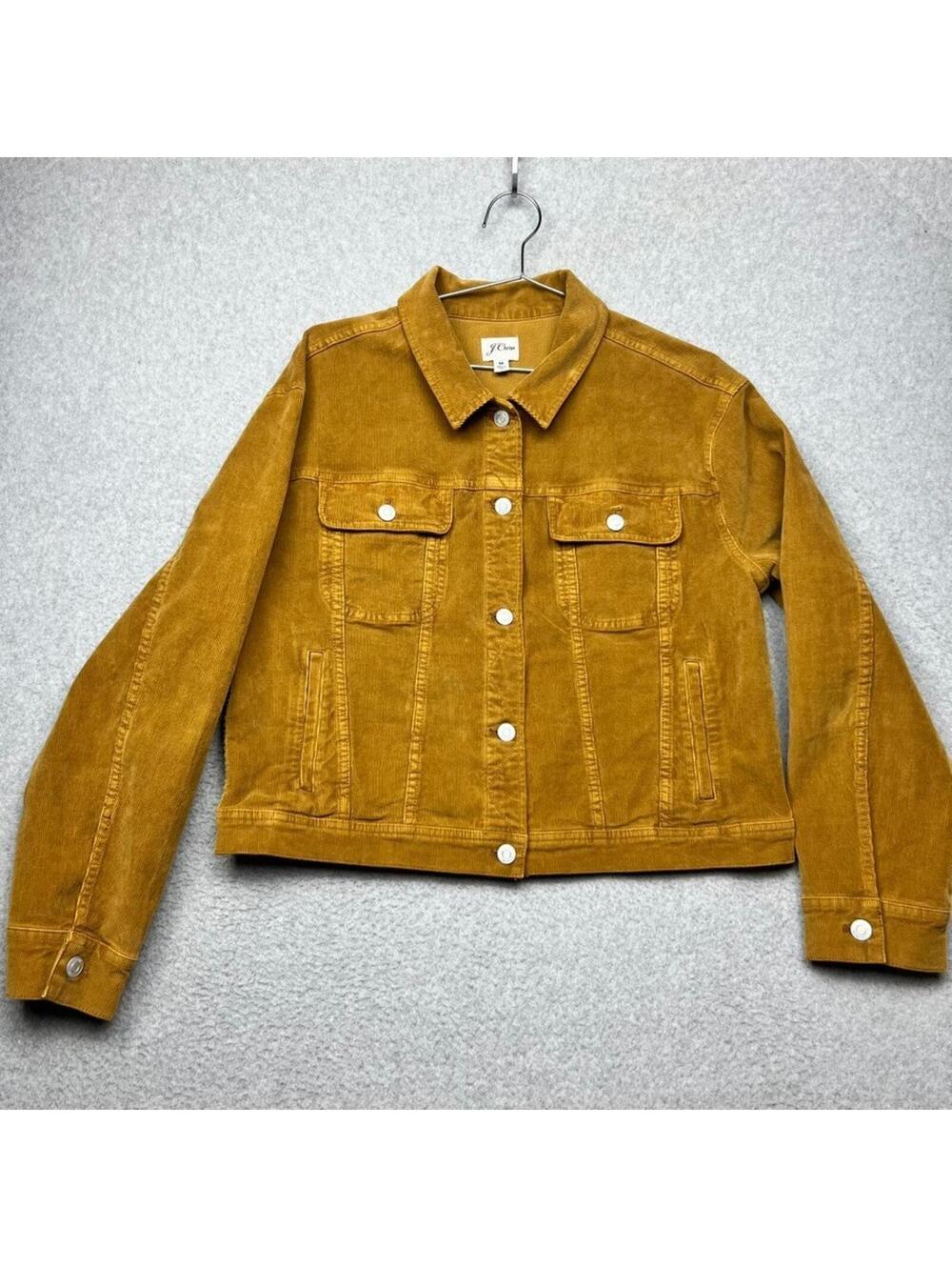 J.Crew Womens Corduroy Trucker Jacket M Golden Brandy Tan Neutral Shacket Causal